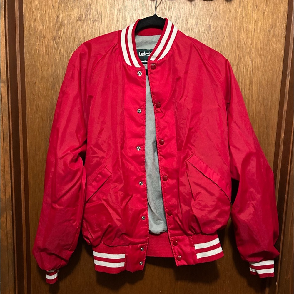 Vintage Dunbrooke jacket, size L. QualPet greyhound image.